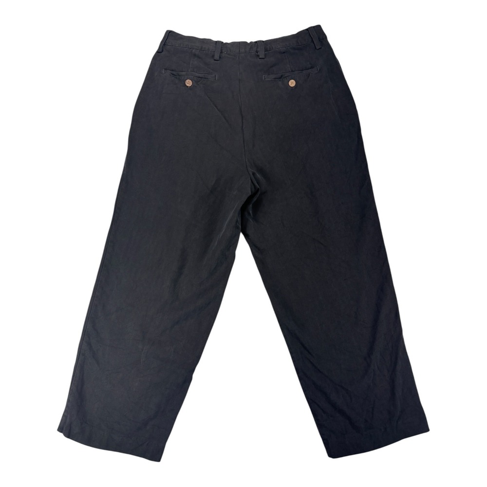 Tommy Bahama Silk Trousers Mens 33 Black Excellent Pleated Cropped Relaxed Pants - Picture 7 of 12